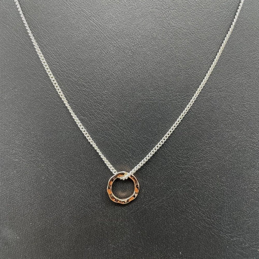 Katie Loxton Hammered Interlocking Pendant Chain Necklace Silver Tone